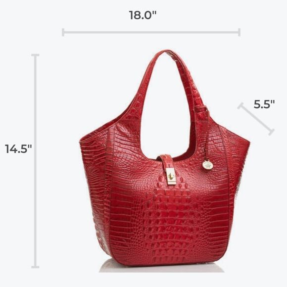 Brahmin Melbourne Large Market Tote in Ember ♥️ (Metallic Red) - Picture 7 of 12